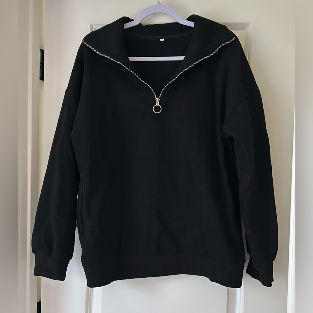 Oversized Black Quarter Zip Sweater Size M - Picture 4 of 4